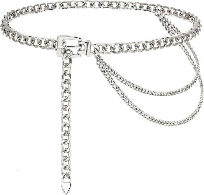 Suyi Chain Belt for Women Girls Gold Metal Waist Chain Multilayer Chunky Chain Belts for Dress | Amazon (US)