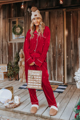North Pole Burgundy Velvet Pajama Set | Magnolia Boutique