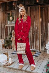 North Pole Burgundy Velvet Pajama Set | Magnolia Boutique