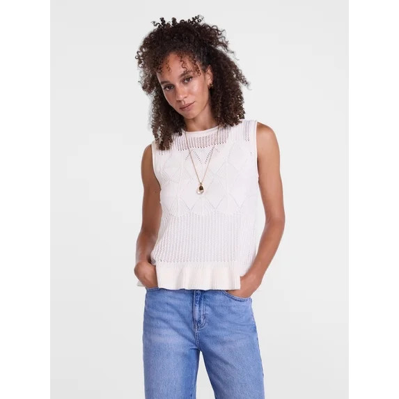 Scenario Women's Texture Peplum Tank Sweater, Lightweight, Sizes XS-XXXL | Walmart (US)