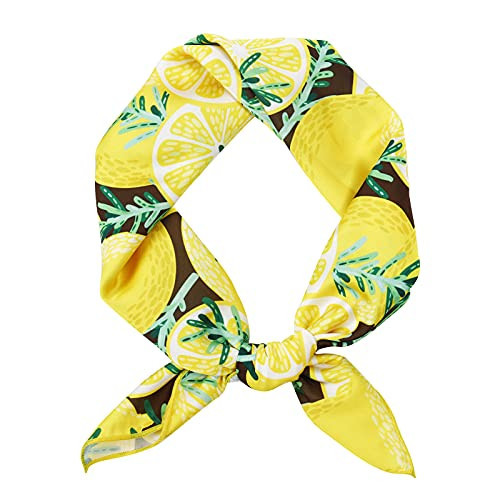 GERINLY Lemon Pattern Hair Scarf Tie Cute Neckerchief Yellow Headband Purse Scarf for Ponytail (Yellow) | Amazon (US)