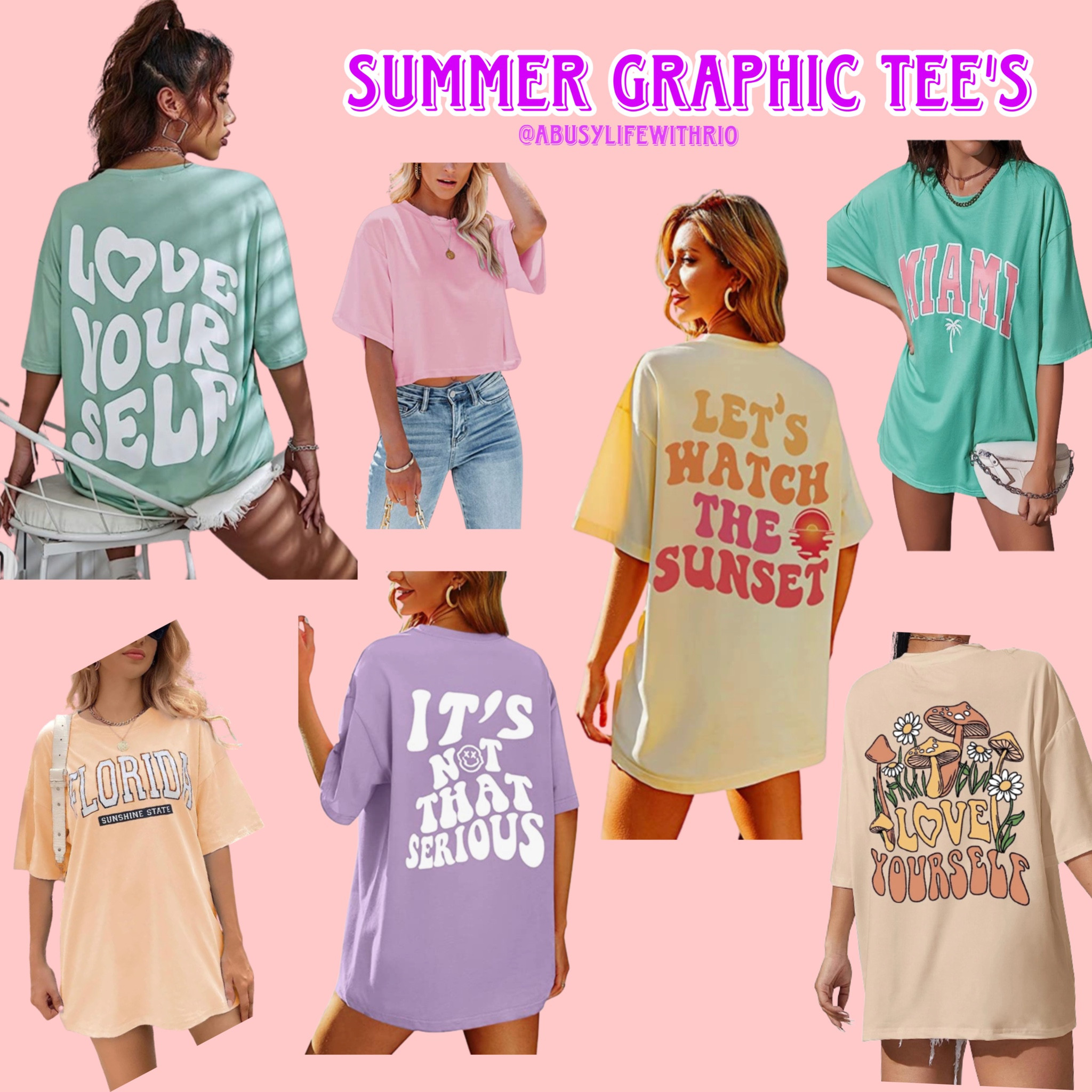 Summer graphic tees! Great for swim suit cover ups or a casual outfit at the beach! I even use these oversized tees to sleep in! There’s so many great uses for them! 
#oversizedtee #vacation #beachtee #swimcover #summergraphictee #graphictee 

#LTKtravel #LTKunder50 #LTKstyletip