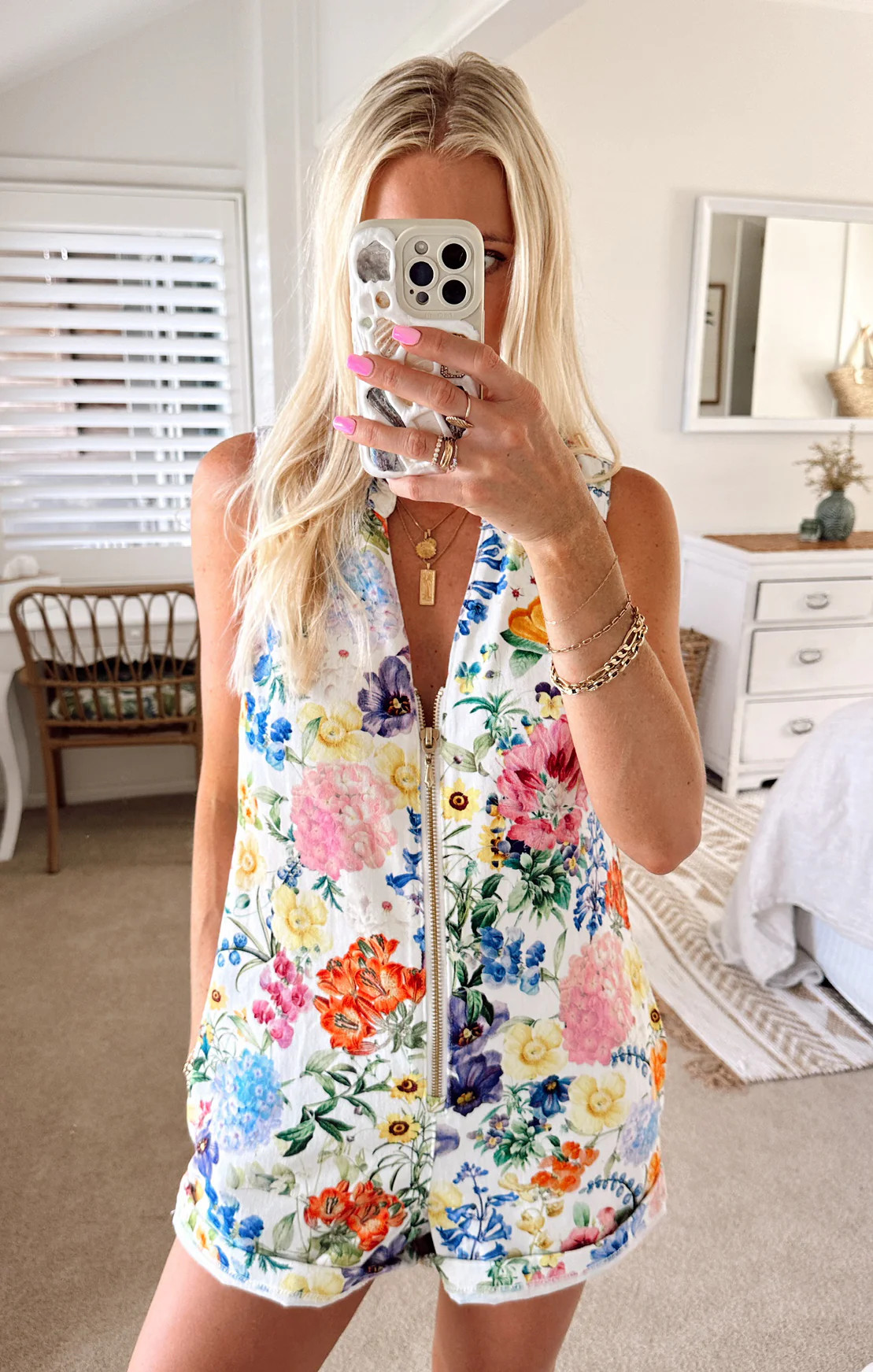 Reno Romper ~ Ivory Botanical Floral Denim | Show Me Your Mumu