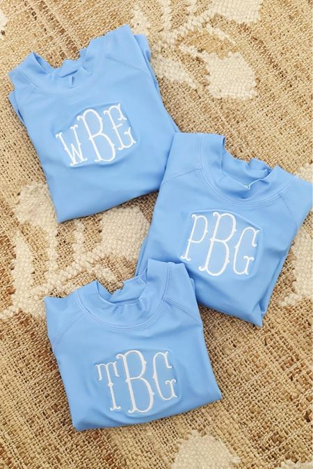 The cutest monogrammed rashguards for kids! Perfect for beach days 🌊 

#LTKfindsunder50 #LTKkids #LTKbaby