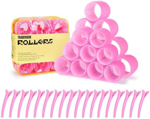 Trademark Beauty Large Self-Grip Hair Rollers Set – 37-Piece Kit with Rollers, Clips & Travel C... | Amazon (US)