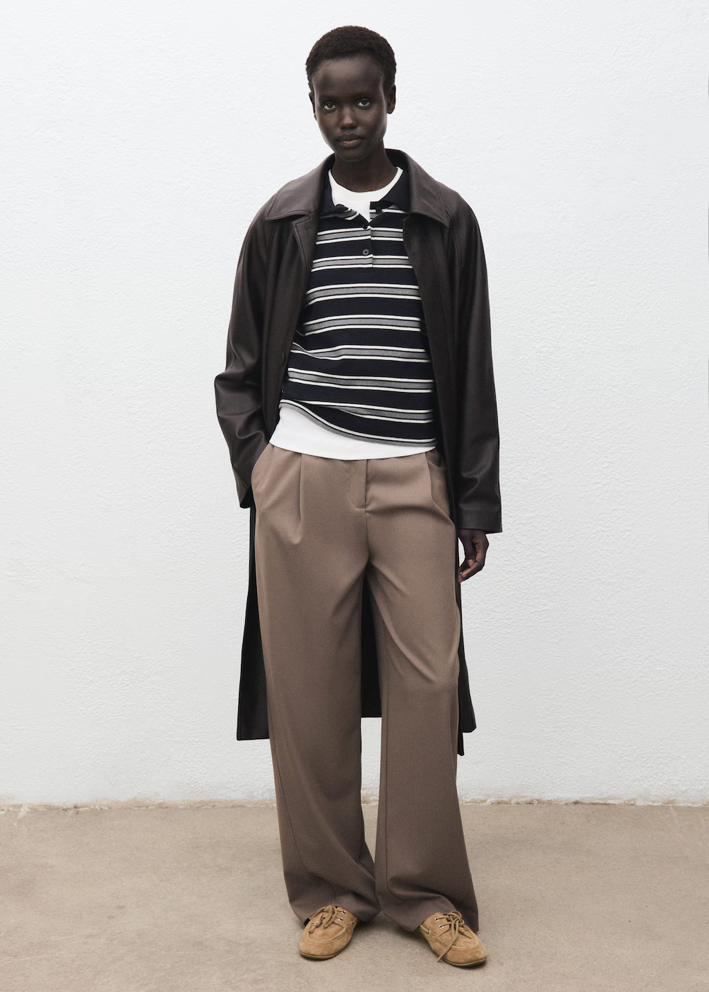 Striped polo-neck t-shirt navy - Woman - M - MANGO | Mango (US/MX/AU)