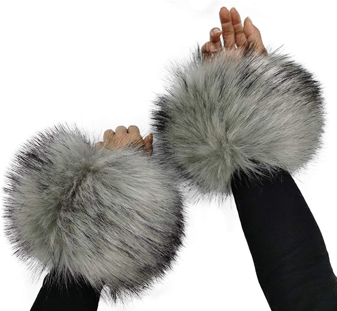 Faux Fur Cuffs Arm Leg Warmers - HOMEYEAH Furry Wrist Cuff Warmer Halloween Decorations Costumes ... | Amazon (US)