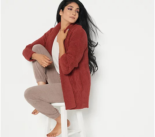Barefoot Dreams CozyChic Cable Cardigan Cardigan - QVC.com | QVC