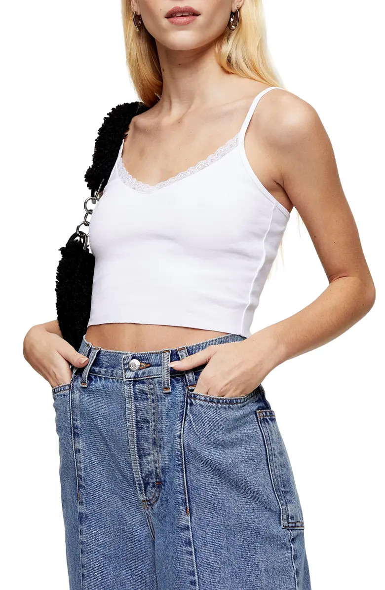 Crop Lace Trim Cotton Camisole | Nordstrom