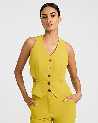 Studio Stretch Twill Cutout Blazer Vest | Express