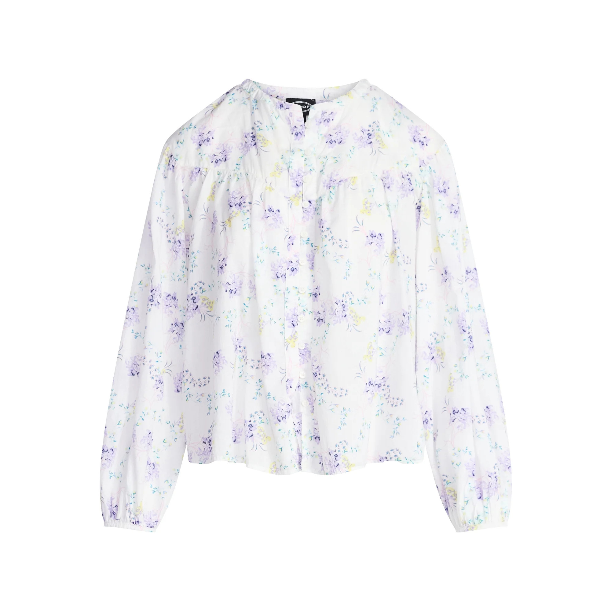 Scoop Women's Flowy Cotton Blouse with Long Sleeves, Sizes XS-XXL | Walmart (US)