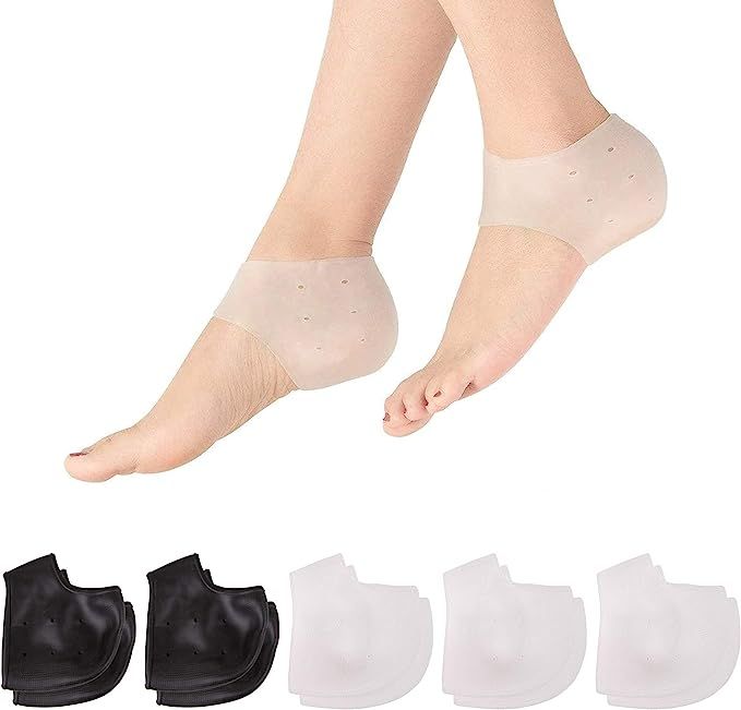 (5 Pair) Heel Protectors, Heel Cups for Heel Pains, Silicone Heel Pads Cushion, Heal Dry Cracked ... | Amazon (US)
