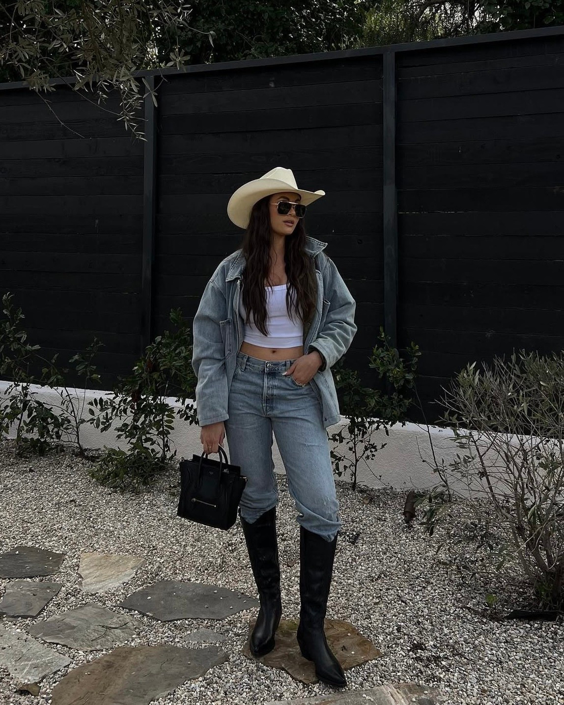 Casual denim on denim outfit for festival season styled with black cowboy boots and a white tank

#LTKSeasonal #LTKootd #LTKFestival