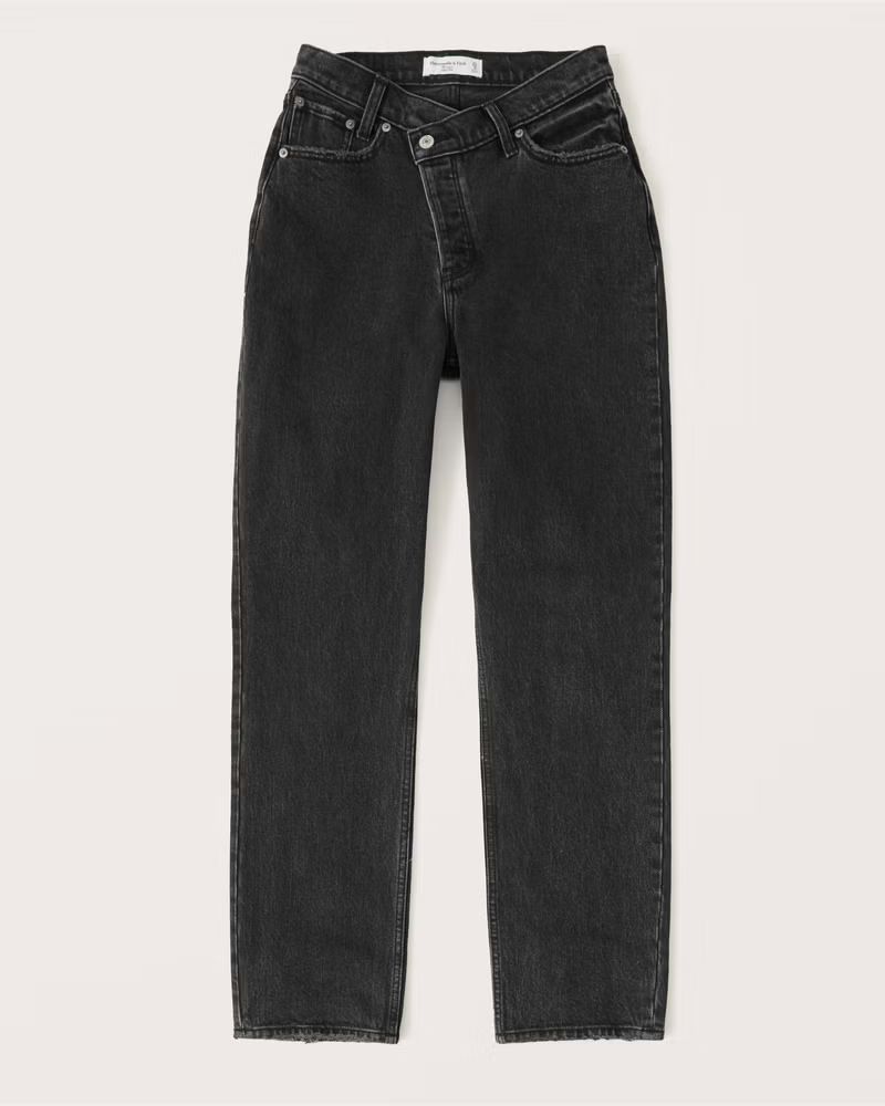 Abercrombie & Fitch Women's High Rise Dad Jeans in Washed Black - Size 26L | Abercrombie & Fitch (US)