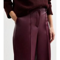 Burgundy Leather-Look Pintuck Wide Leg Tailored Trousers New Look | New Look (UK)