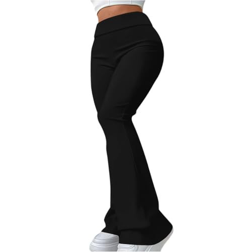 hayudier Flare Yoga Pants for Women High Waisted Tummy Control Bell Bottom Lightweight Workout Leggings Casual Pants Soft Comfy Bootcut Gym Stretch Athletic Lounge Trousers Black | Amazon (US)