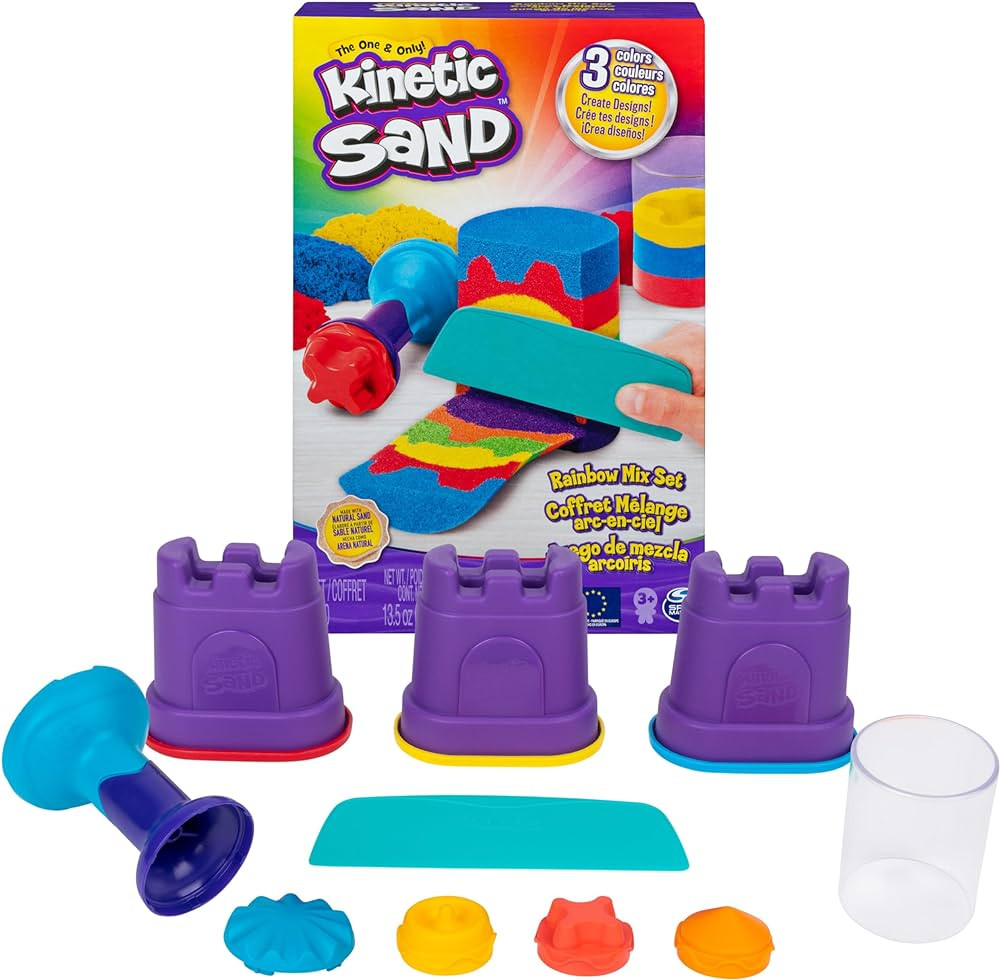 Kinetic Sand, Rainbow Mix Set with 3 Colors of Play Sand (13.5oz) and 6 Tools, Sensory Toys, Stoc... | Amazon (US)