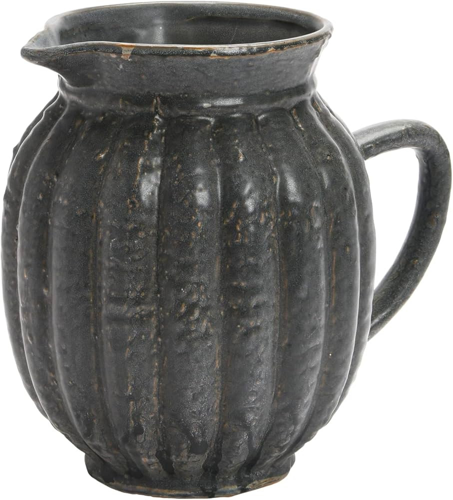 Creative Co-Op Stoneware Fluted Pitcher, Matte Black, 8''L x 6''W x 8''H | Amazon (US)