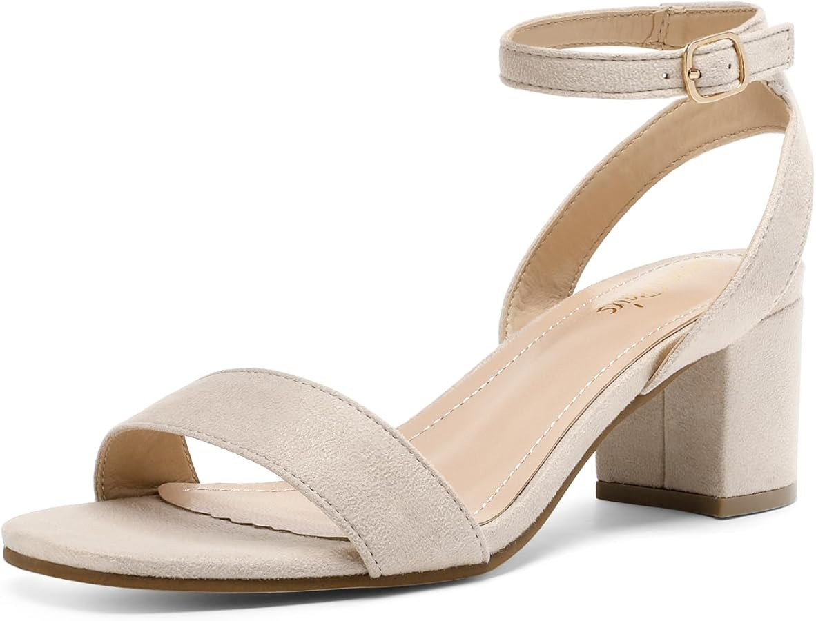 DREAM PAIRS Women's Open Toe Ankle Strap Low Block Chunky Heels Sandals Party Dress Pumps Shoes | Amazon (US)