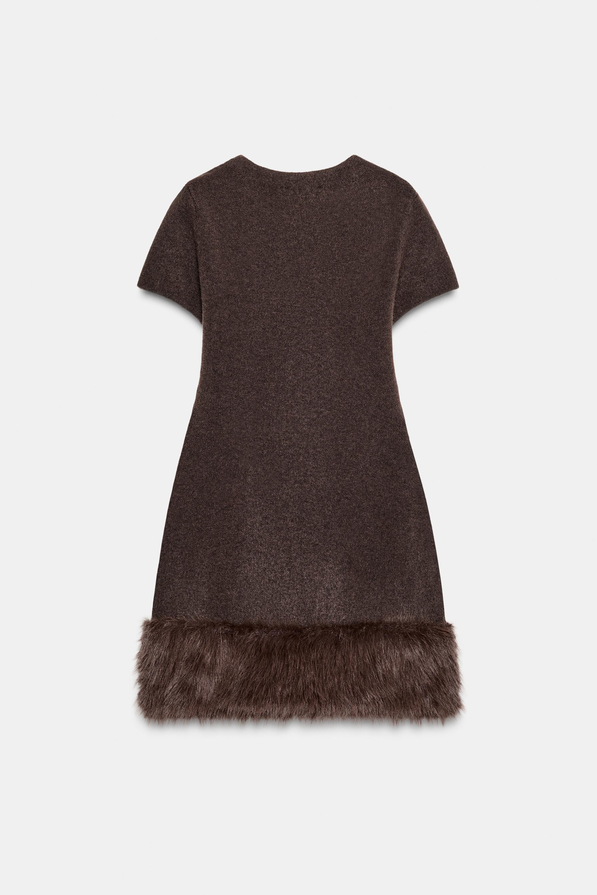 FAUX FUR KNIT DRESS | Zara US