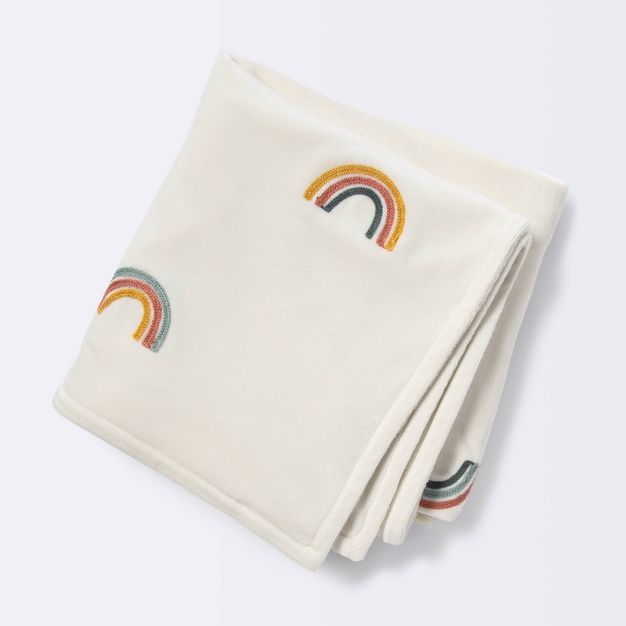 Plush Ribbed Blanket - Cloud Island™ Rainbows | Target