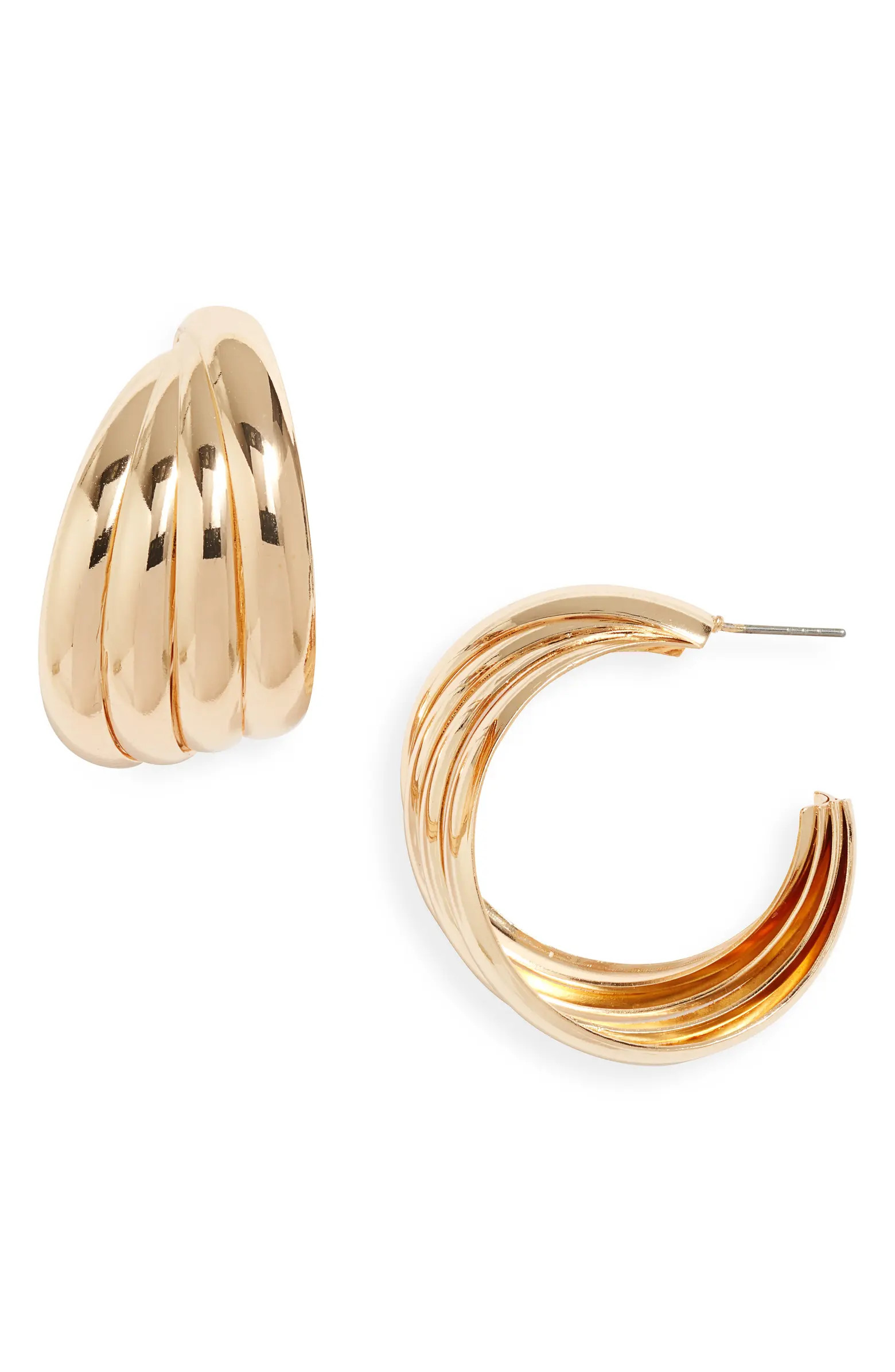 Open Edit Ridged Twist Hoop Earrings | Nordstrom | Nordstrom