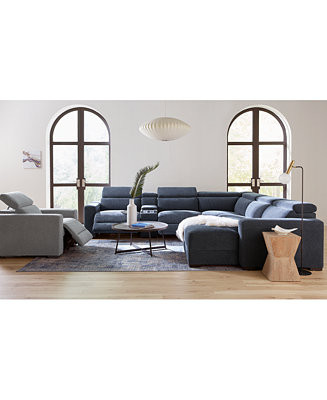 Nevio Fabric Power Headrest Sectional Collection, Created for Macy's - Macy's | Macy's