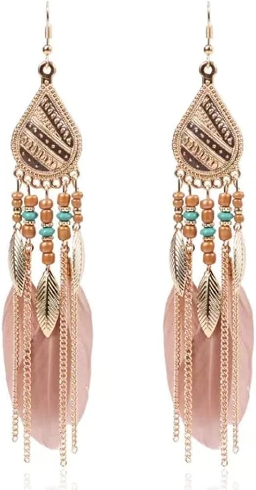 Boho Vintage Pendant Earrings Vintage Feather Personality Earrings Boho Pendant Earrings for Ladi... | Amazon (US)
