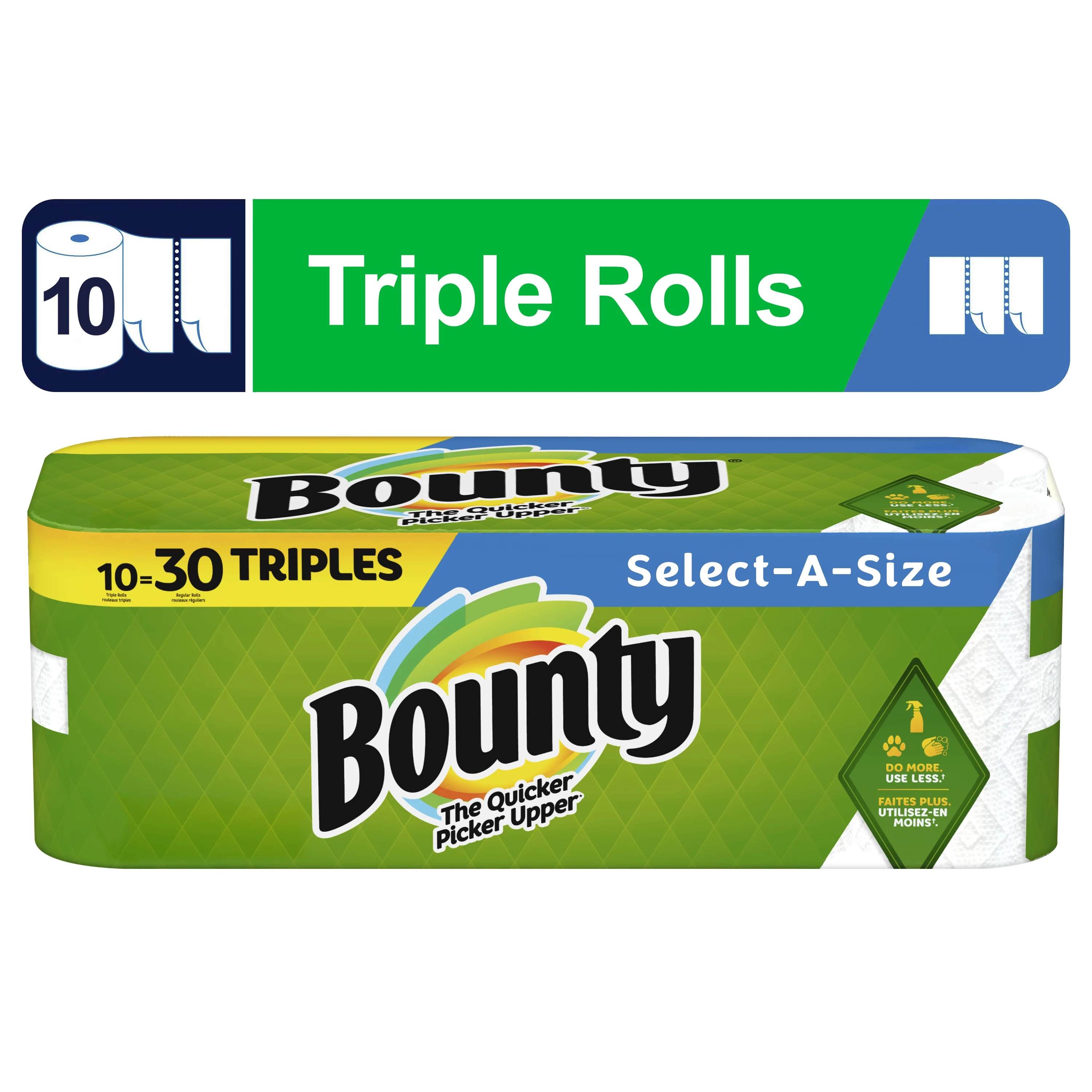 Bounty Select-a-Size Paper Towels, 10 Triple Rolls, White - Walmart.com | Walmart (US)