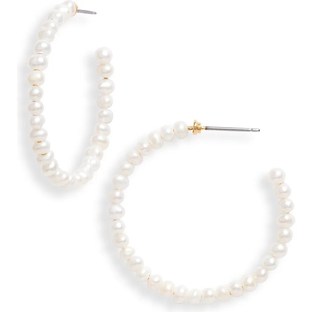 Lele Sadoughi Medium Pearl Hoop Earrings at Nordstrom | Nordstrom