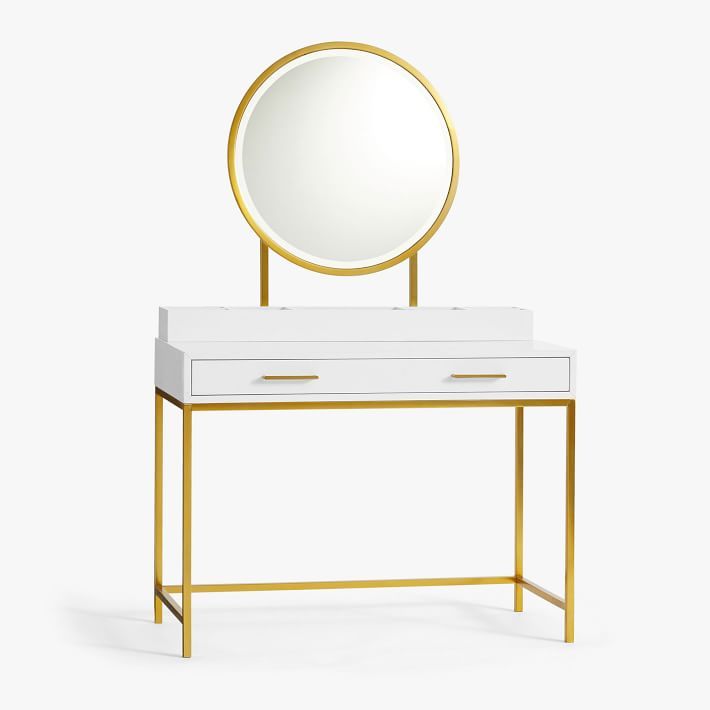 Blaire Classic Vanity Desk Set, Lacquered Simply White | Pottery Barn Teen