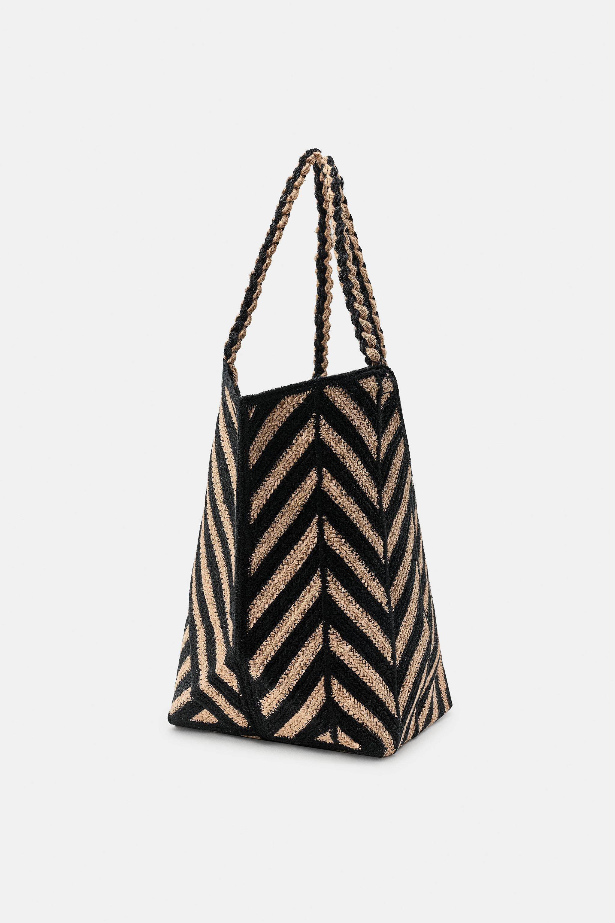 100% JUTE STRIPED BAG | Zara UK