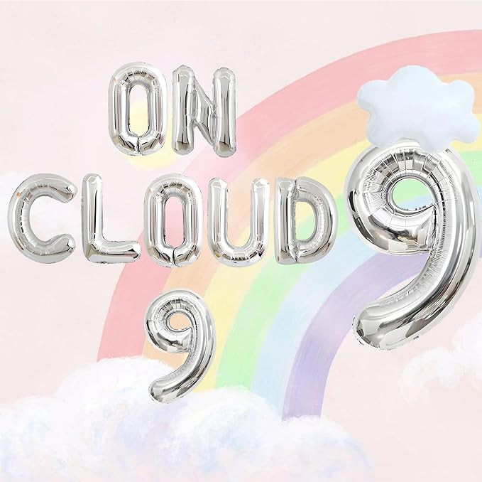 Gold On Cloud 9 Party Invite, 9 Year Old Girl, For Girls,9th birthday decorations, on cloud nine ... | Amazon (US)