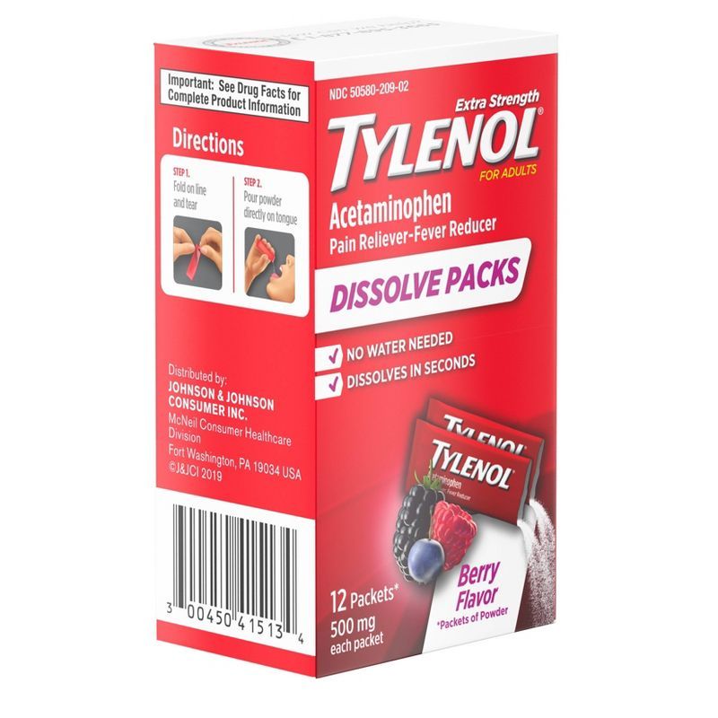 Tylenol Acetaminophen Extra Strength Powder Pack - Berry - 12pk | Target