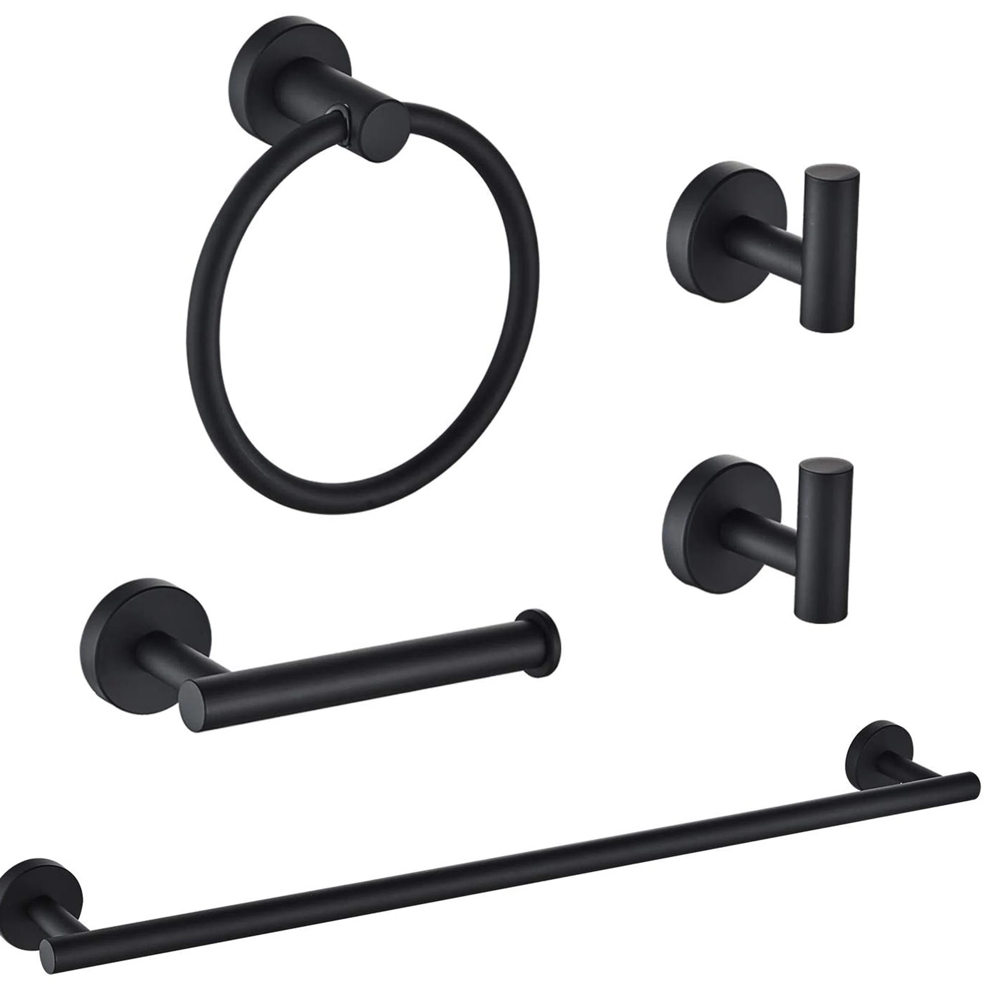5 - Piece Bathroom Hardware Set Towel Bar Set with Toilet Paper Holder Towel Ring and Towel Hooks... | Wayfair North America