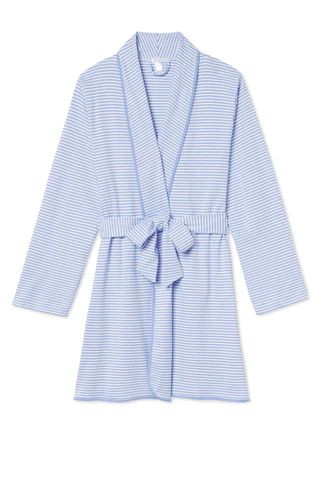 Pima Short Robe in Hydrangea | LAKE Pajamas