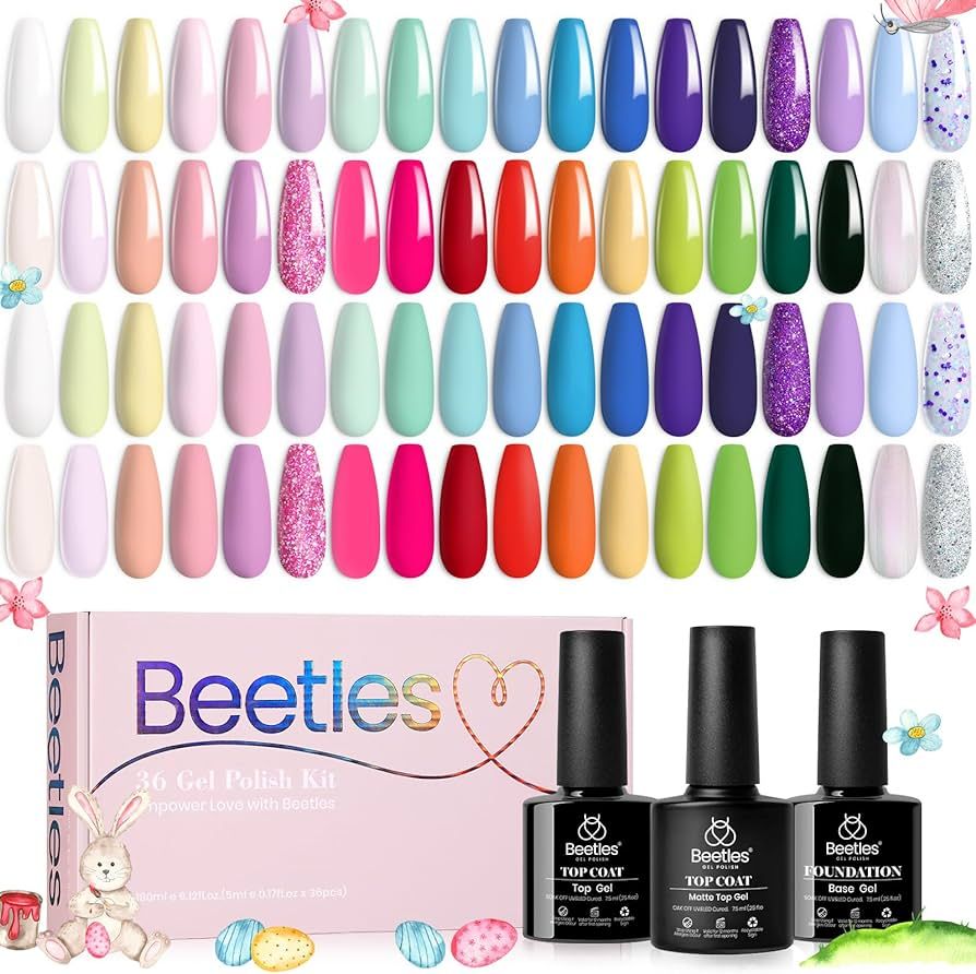beetles Gel Polish Nail Set Easter 36 Colors Floral Rhapsody Collection Pastel Bright Girly Spark... | Amazon (US)