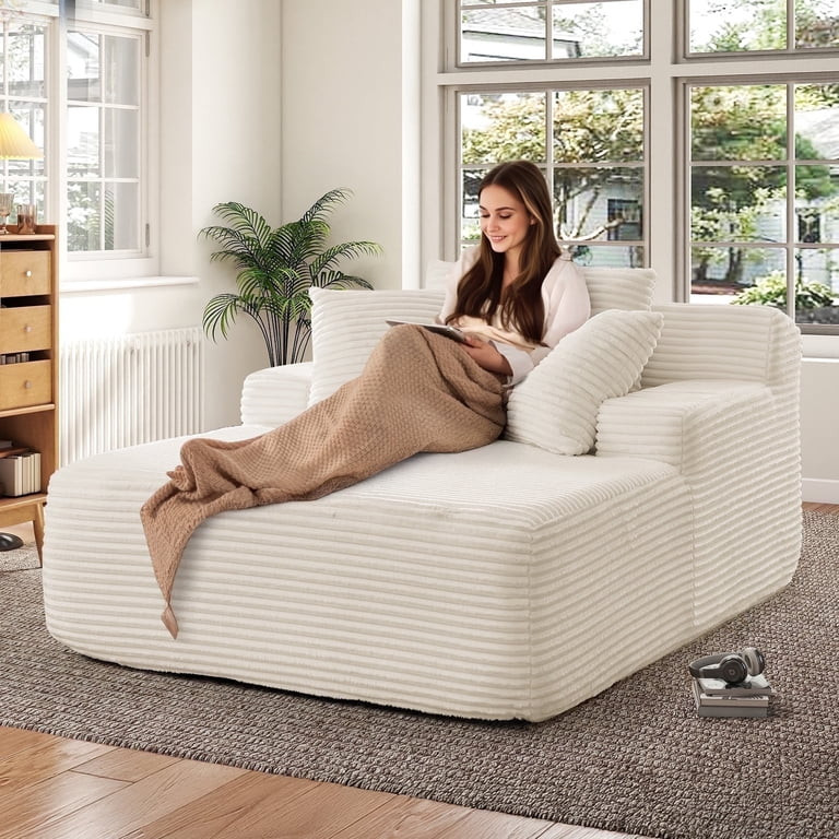 Muumblus Oversized Chaise Lounge Chair Indoor Furniture, No Assembly Required, Plush Corduroy Clo... | Walmart (US)