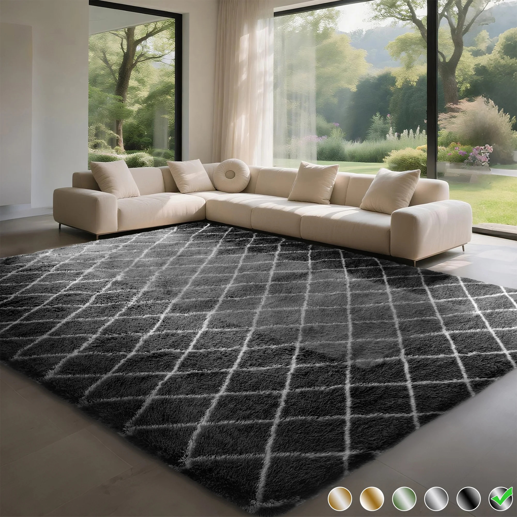 CozyDesg Shag Area Rugs,4'x6' Soft Fluffy Shaggy Carpet for Living Room,Large Rug for Bedroom Din... | Walmart (US)