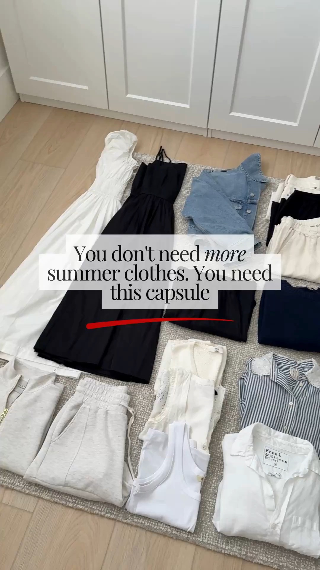 2026 Summer Capsule Wardrobe

Clothes links only 

AGOLDE denim jacket xs
Free Assembly dress xs
Doen dress xs
Quince linen skirt xs
Everlane curve jeans 26. Sized up 2 and cut hems
Pistola Theo pants xs
Splendid linen pants xs
AGOLDE Parker long shorts 25, size up
Recreational Habits shorts medium
French Connection shorts xs (old, linked similar)
Gap linen trouser shorts petite small
Everlane sweater xs
Gap x Doen shirt xs (old, linked similar)
Frank & Eileen linen shirt xs
Kule tee medium
Aritzia tee medium
Aritzia knit tank small
Madewell tank small
Varley short sleeve pullover xs
Varley shorts small
Good American one piece

#LTKmomlife #LTKPetite #LTKSeasonal