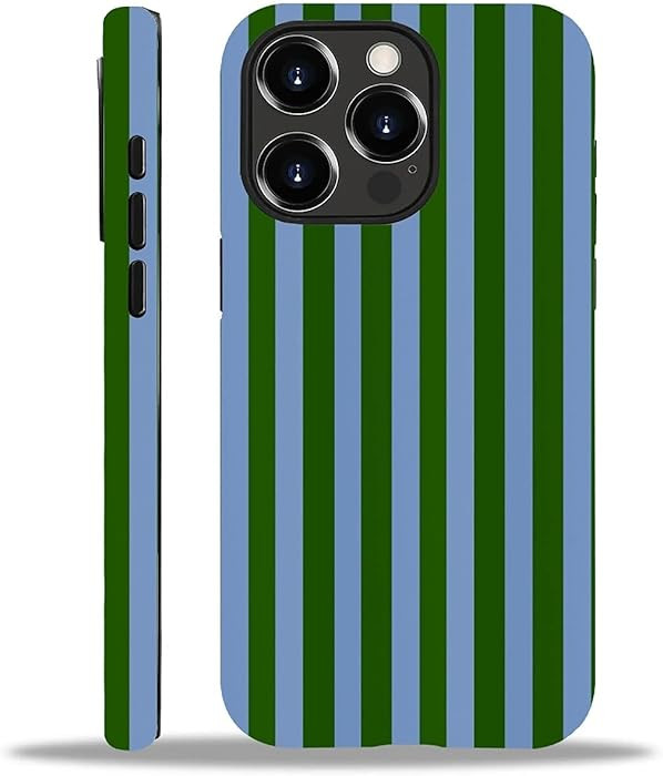 WANKBLC Compatible with iPhone 13 Pro Matte Case, Green and Blue Stripes Geometric Vertical Line ... | Amazon (US)