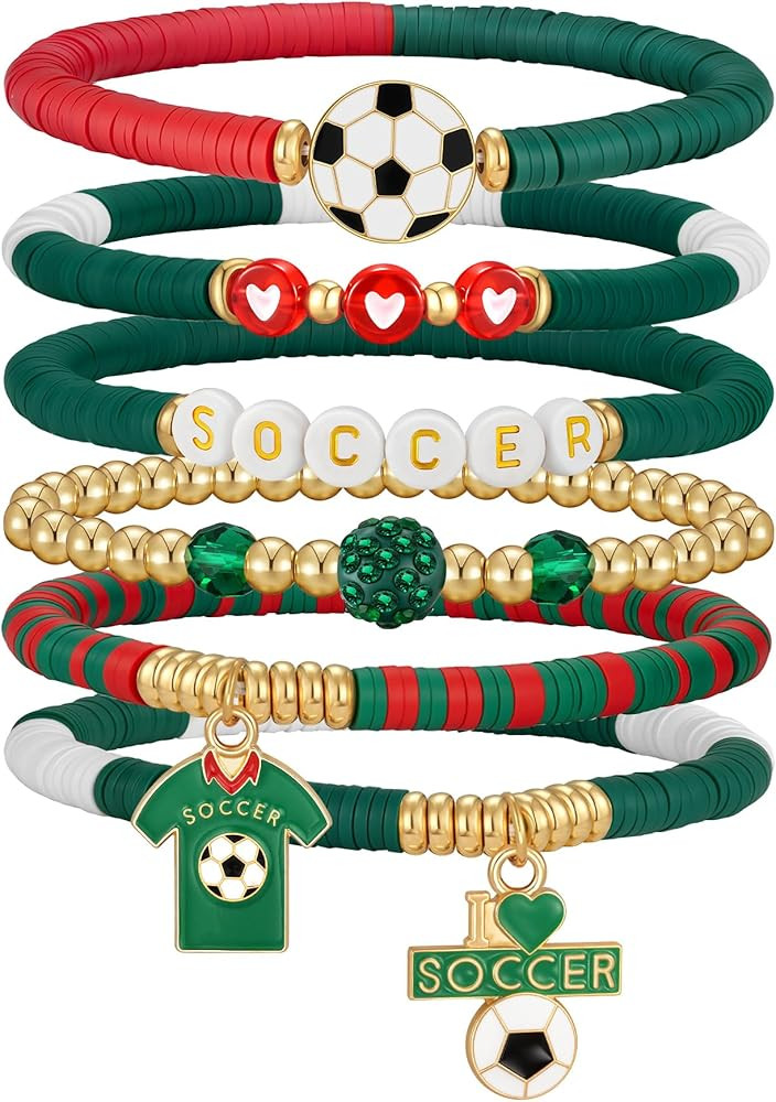 2026 World Soccer Cup Soccer Bracelets for Women Men, Stackable Soccer Jewelry Game Day Fan Acces... | Amazon (US)