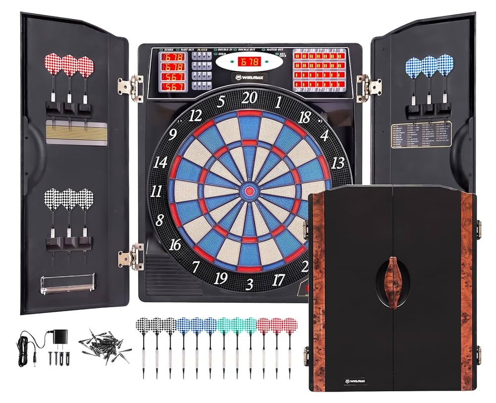 WIN.MAX Electronic Dart Board Cabinet Set, LED Electric Digital Soft Tip Dart Boards for Adults w... | Amazon (US)