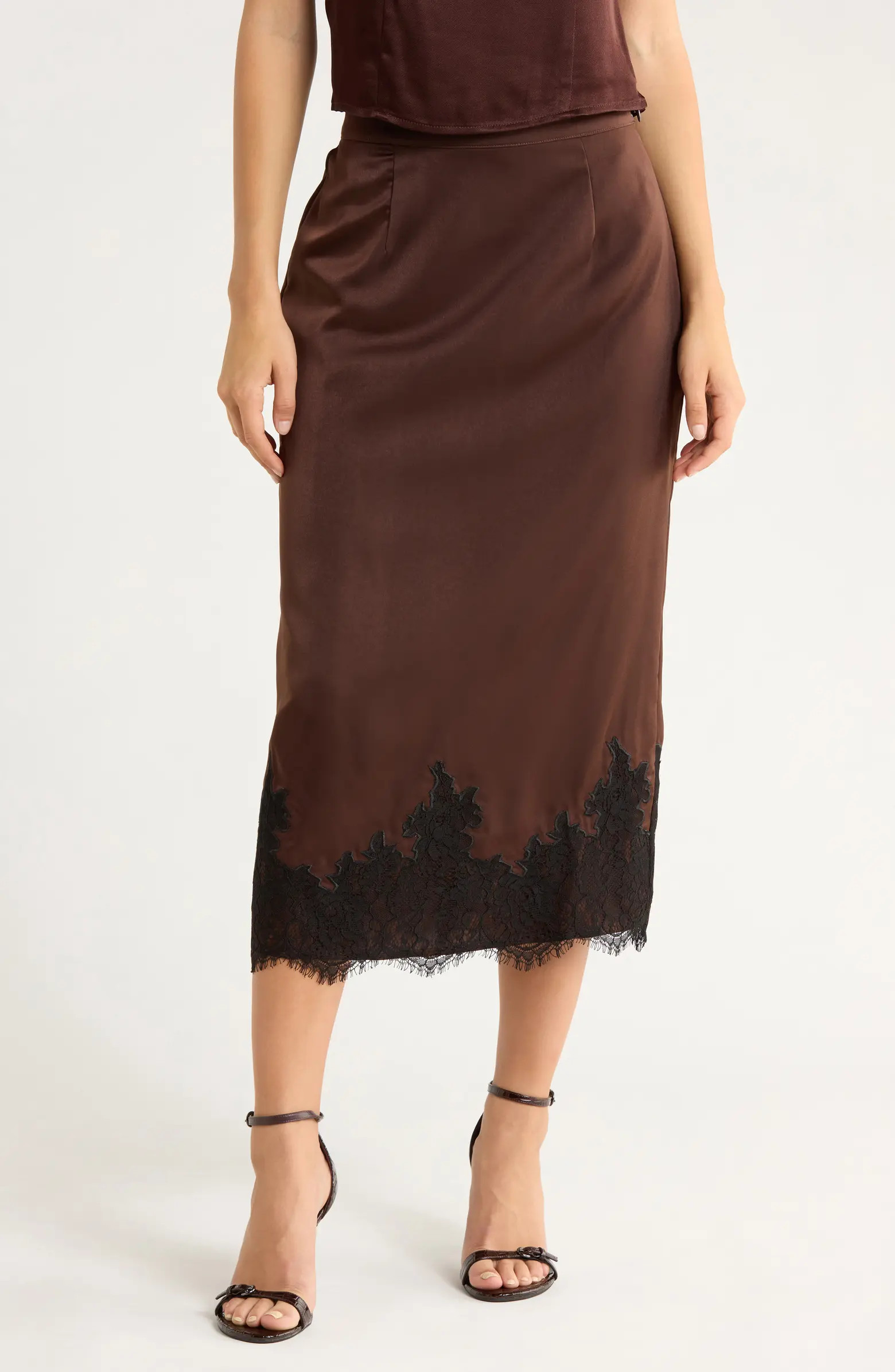 Lace Trim Midi Skirt | Nordstrom Rack
