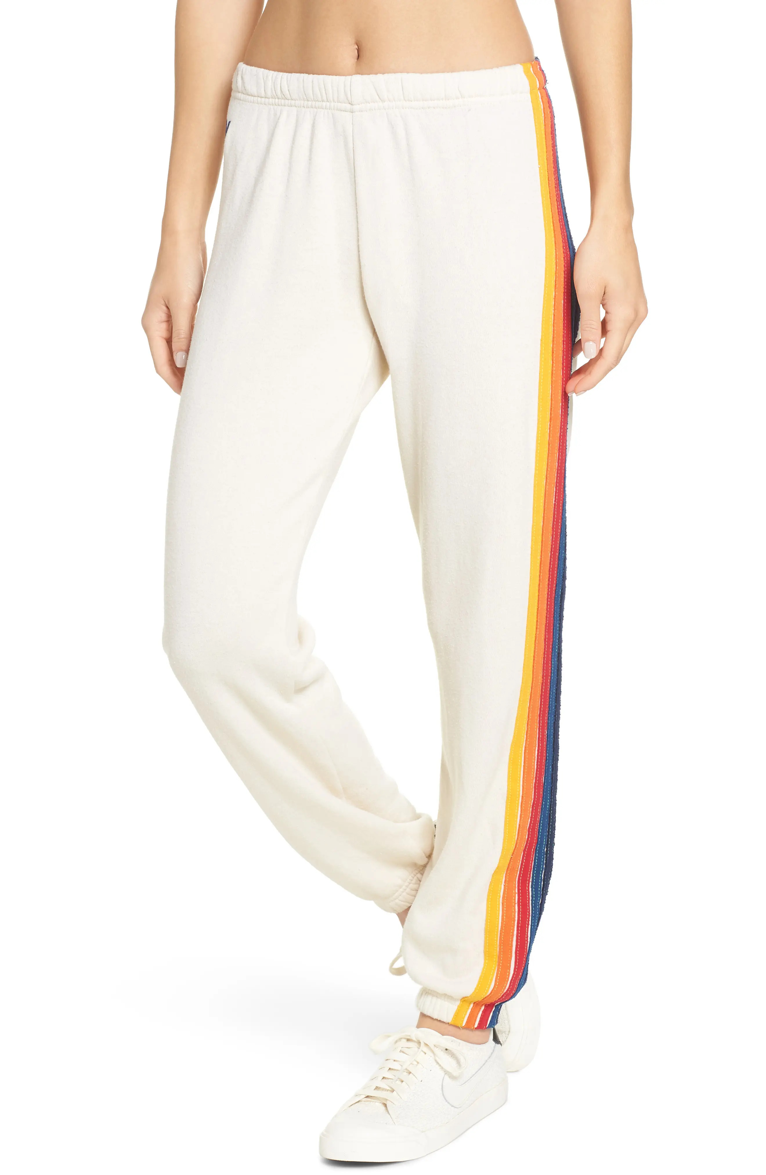 Women's Aviator Nation Stripe Sweatpants, Size X-Small - Beige | Nordstrom