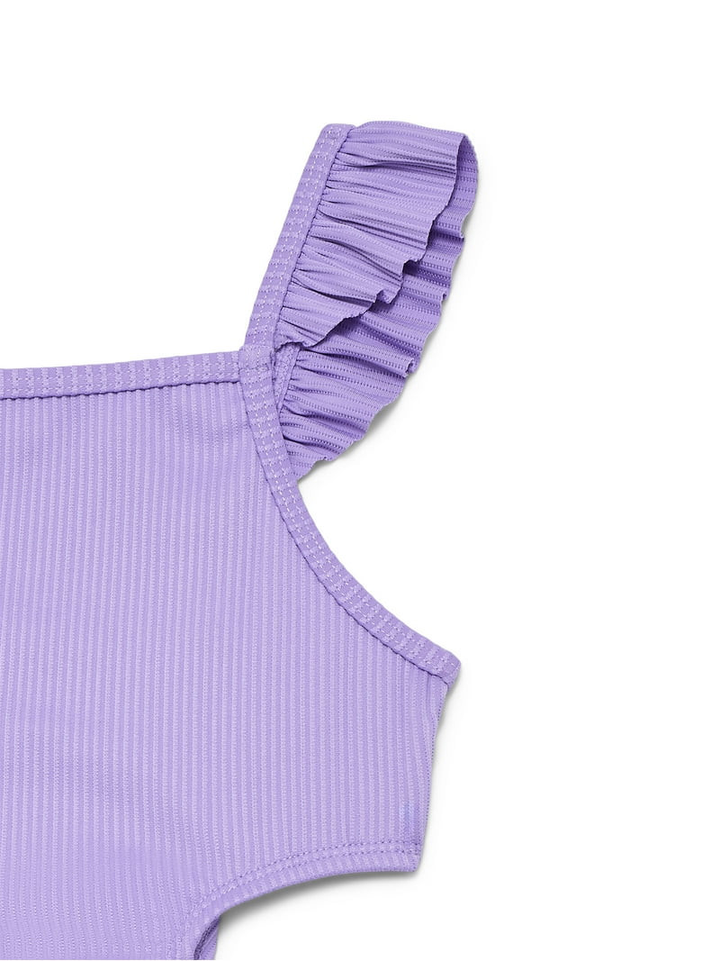 Wonder Nation Girls Cutout Rib Knit One Piece Swimsuit with UPF 50, Sizes 4-18 & Plus | Walmart (US)