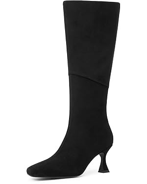 Modatope Knee High Boots Women Square Toe Tall Boots Kitten Heel Long Boots Side Zipper Dress Fas... | Amazon (US)