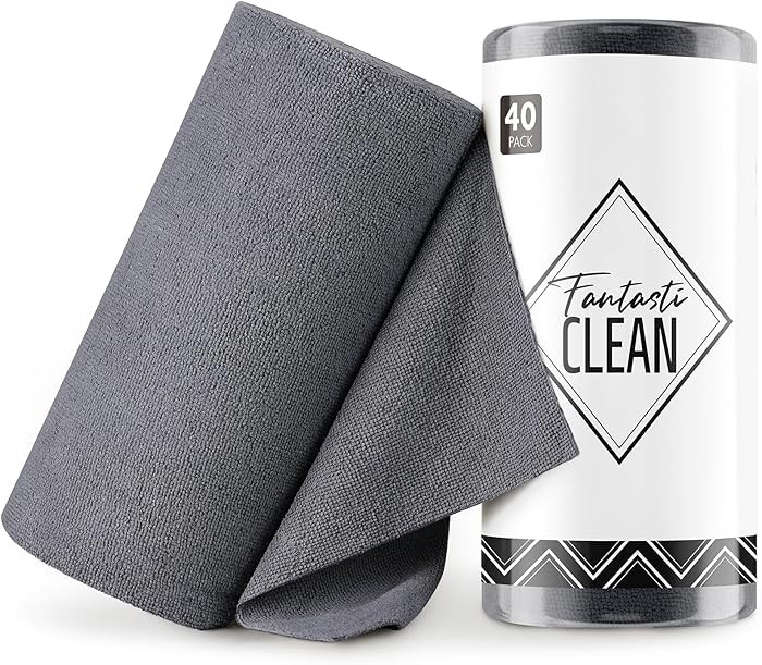 Fantasticlean Microfiber Cleaning Cloth Roll -40 Pack, Tear Away Microfiber Towels, 12" x 12", Re... | Amazon (US)