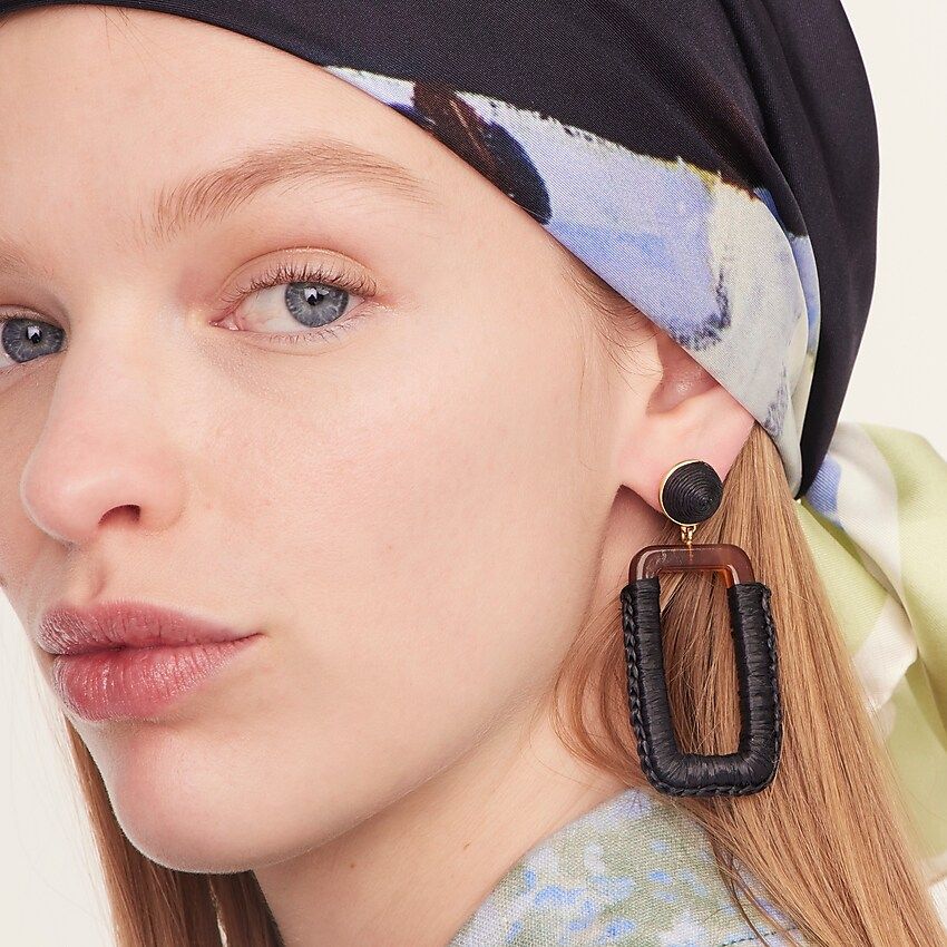 Rectangle cotton raffia-wrapped earrings | J.Crew US