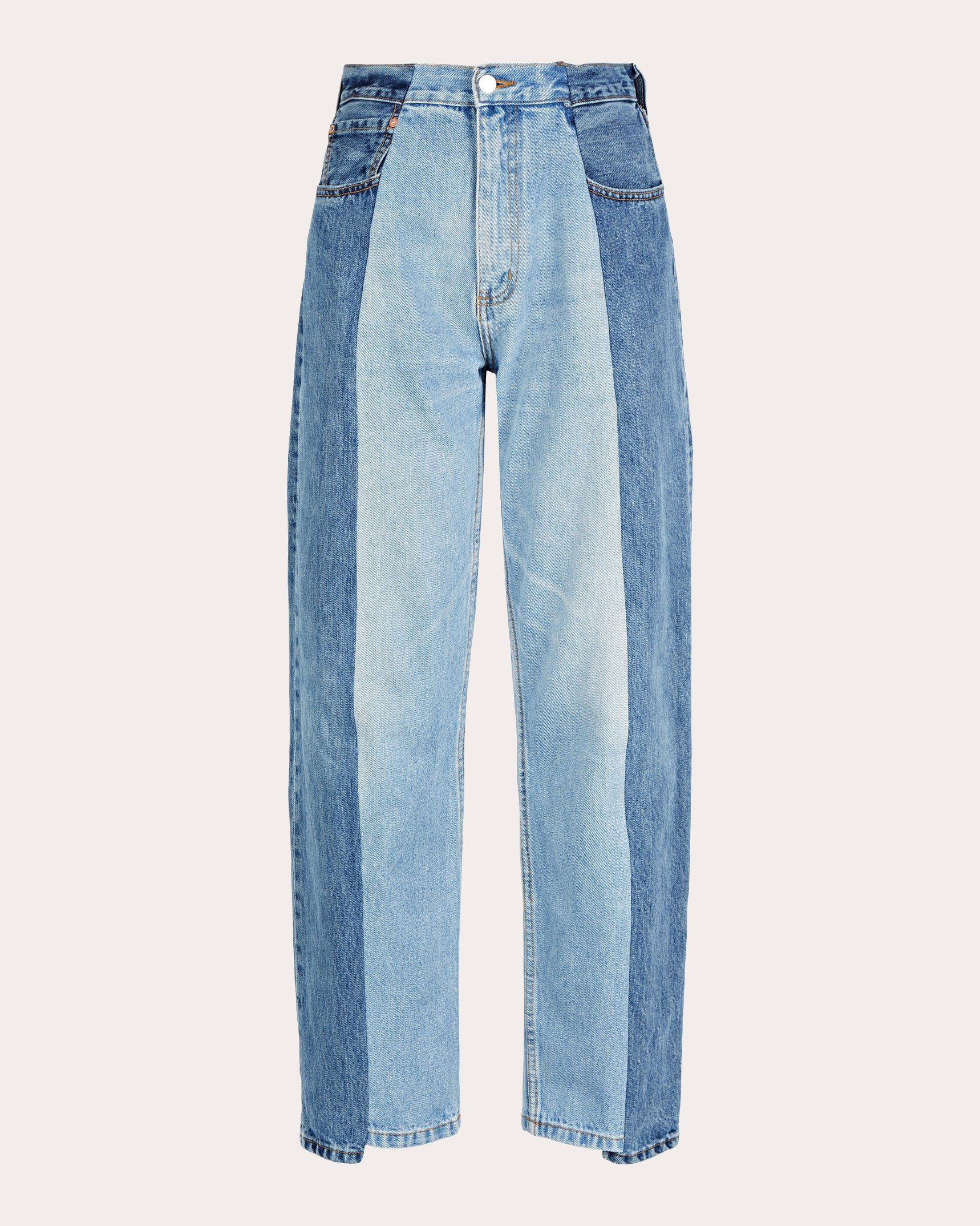 Boyfriend High-Rise Two-Tone Jeans | Olivela